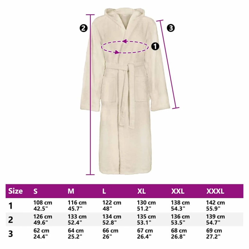 vidaXL Peldmētelis KINN Krēmkrāsa M Kokvilna