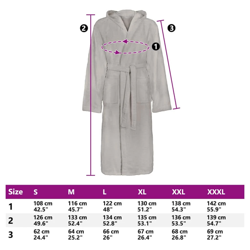 vidaXL Peldmētelis KINN Pelēka XXL Kokvilna