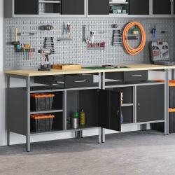 vidaXL Darbagalda komplekts ar atvilktni 2 pcs Melna 200 x 55 x 85 cm