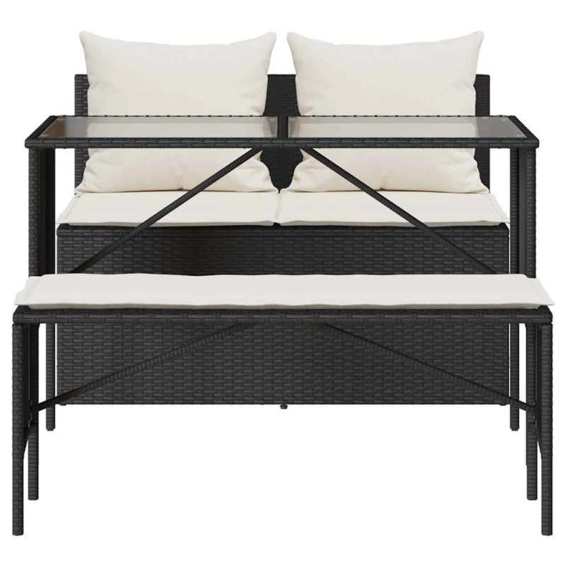 vidaXL 3-daļīgs dārza mēbeļu komplekts, matrači, PE rotangpalma