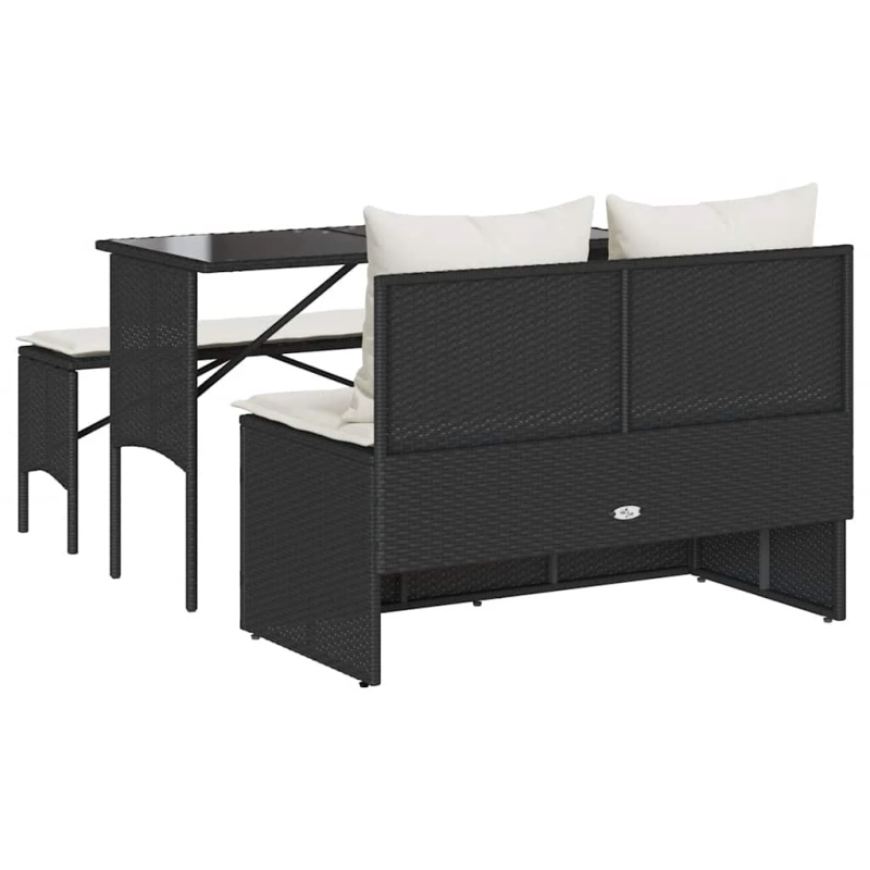 vidaXL 3-daļīgs dārza mēbeļu komplekts, matrači, PE rotangpalma