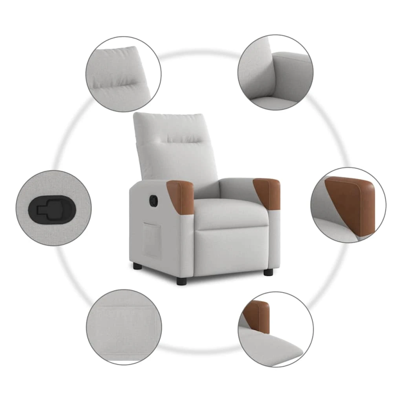 vidaXL Atzveltnes krēsls mākonis pelēks audums