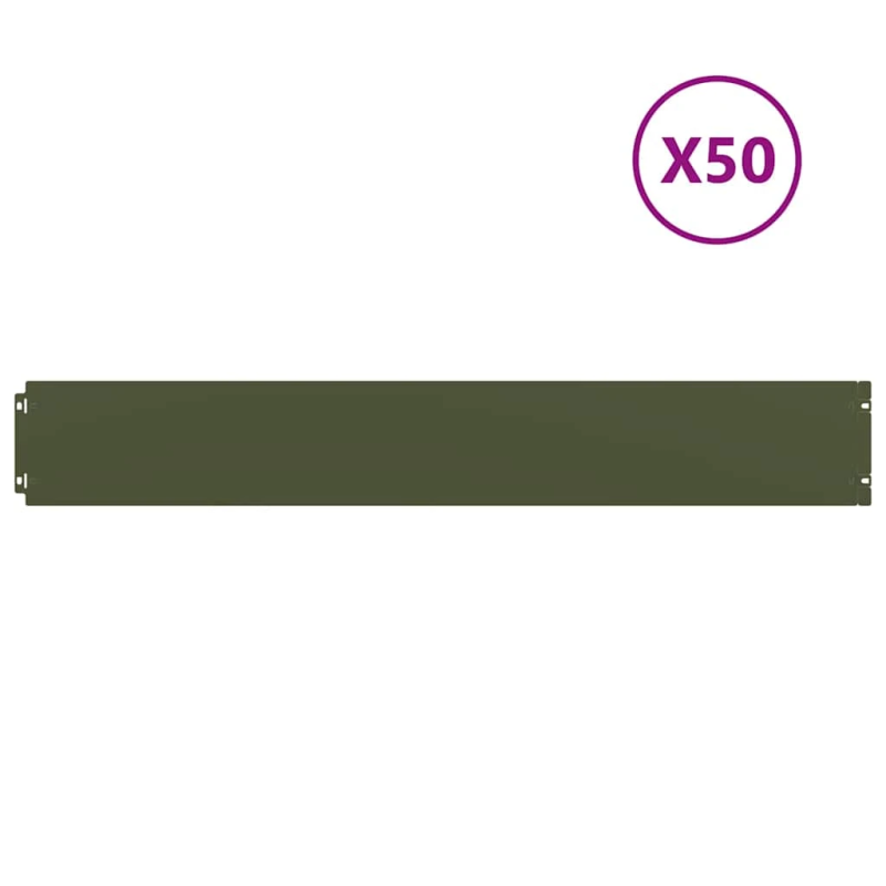 vidaXL zāliena apmales 50 gab Olive Green Auksti velmēts tērauds