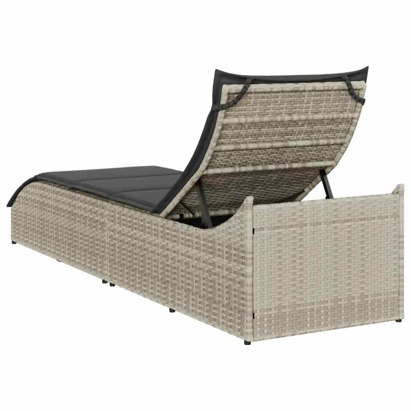 vidaXL Saliekamais sauļošanās krēsls ar spilvenu un uzglabāšanu
