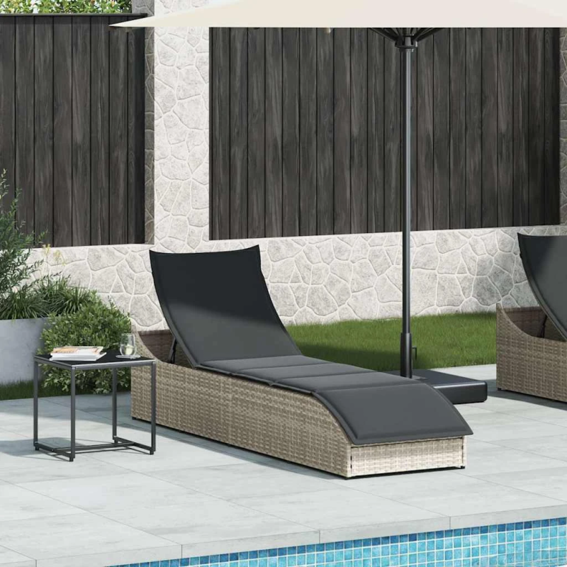 vidaXL Saliekamais sauļošanās krēsls ar spilvenu un uzglabāšanu