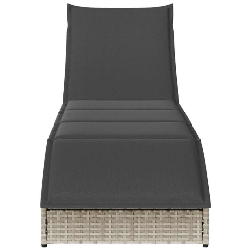 vidaXL Saliekamais sauļošanās krēsls ar spilvenu un uzglabāšanu