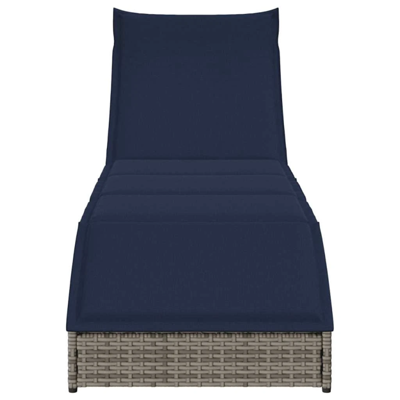 vidaXL Saliekamais sauļošanās krēsls ar spilvenu un uzglabāšanu pelēks