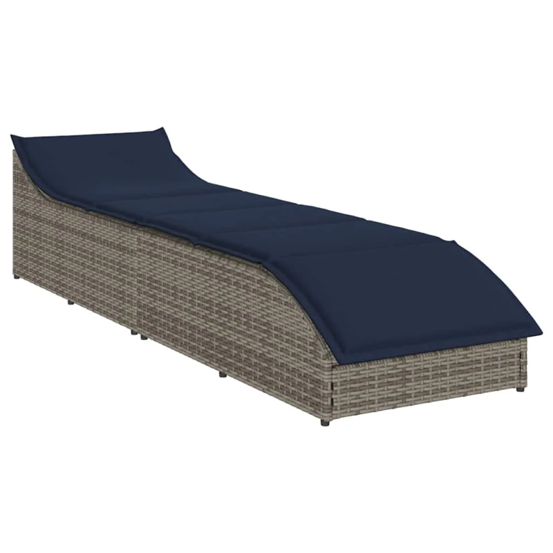 vidaXL Saliekamais sauļošanās krēsls ar spilvenu un uzglabāšanu pelēks