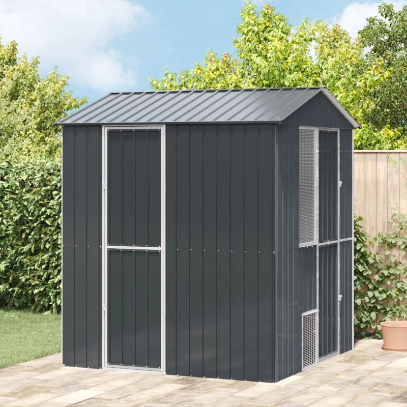 vidaXL Putnu būris Antracīts 215 x 210 x 247 cm Cinkots tērauds