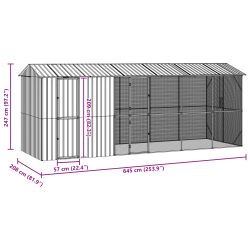 vidaXL Putnu būris Antracīts 645 x 208 x 247 cm Cinkots tērauds