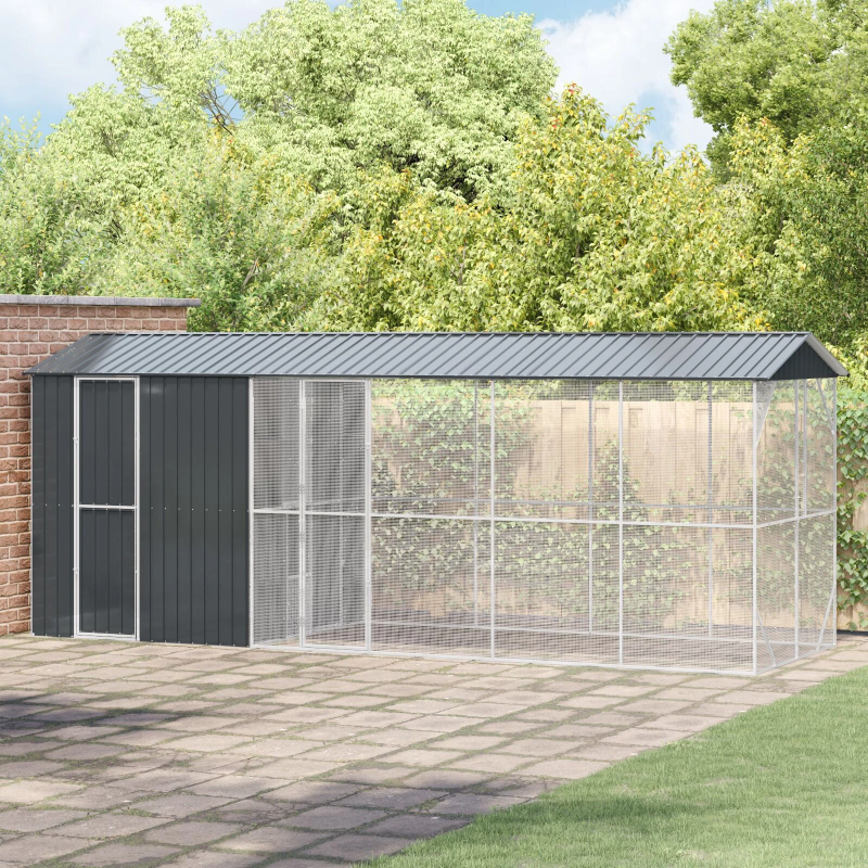 vidaXL Putnu būris Antracīts 645 x 208 x 247 cm Cinkots tērauds