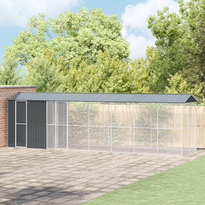 vidaXL Putnu būris Antracīts 860 x 208 x 247 cm Cinkots tērauds