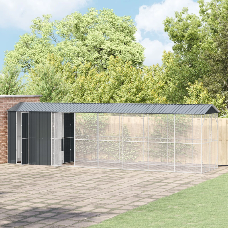 vidaXL Putnu būris Antracīts 860 x 208 x 247 cm Cinkots tērauds