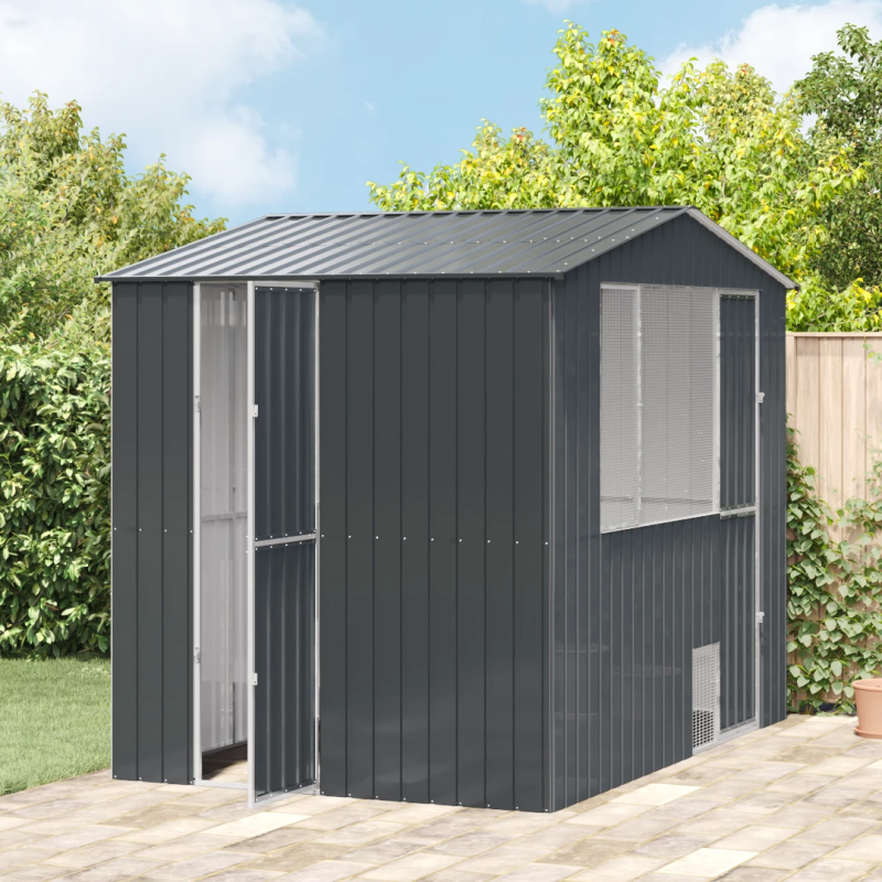 vidaXL Putnu būris Antracīts 215 x 310 x 247 cm Cinkots tērauds