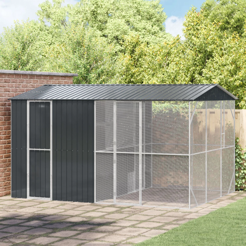 vidaXL Putnu būris Antracīts 430 x 310 x 247 cm Cinkots tērauds