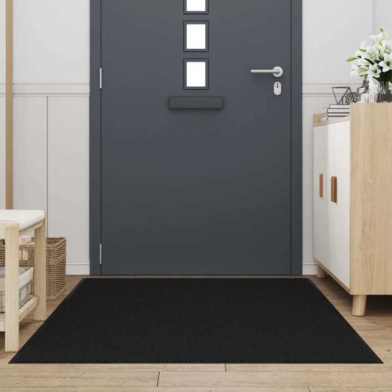 vidaXL durvju paklājs, melns, 115x200 cm