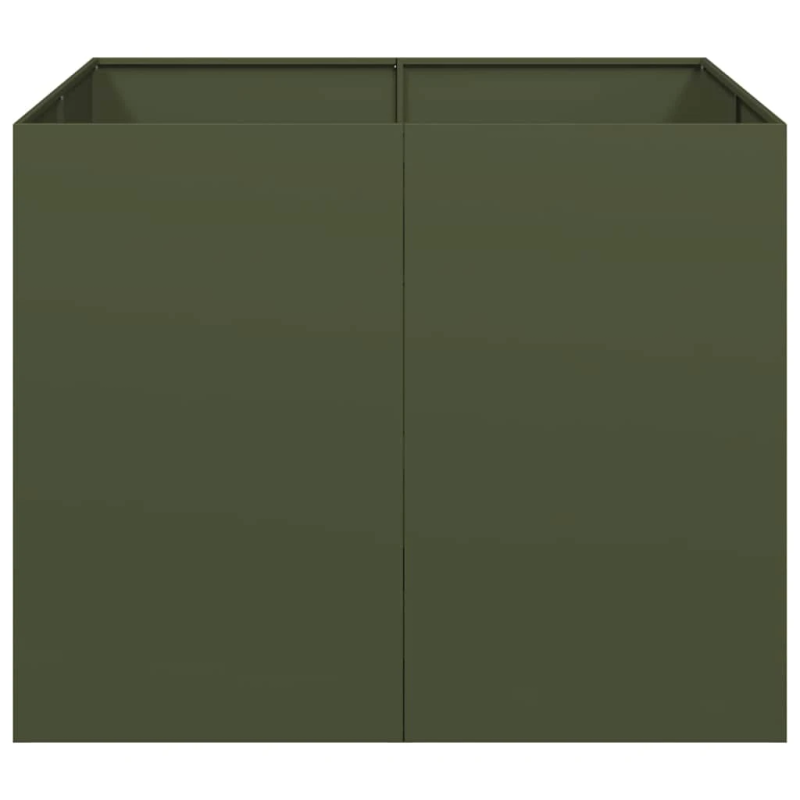 vidaXL puķu kaste, olīvzaļa, 100x100x80 cm, tērauds