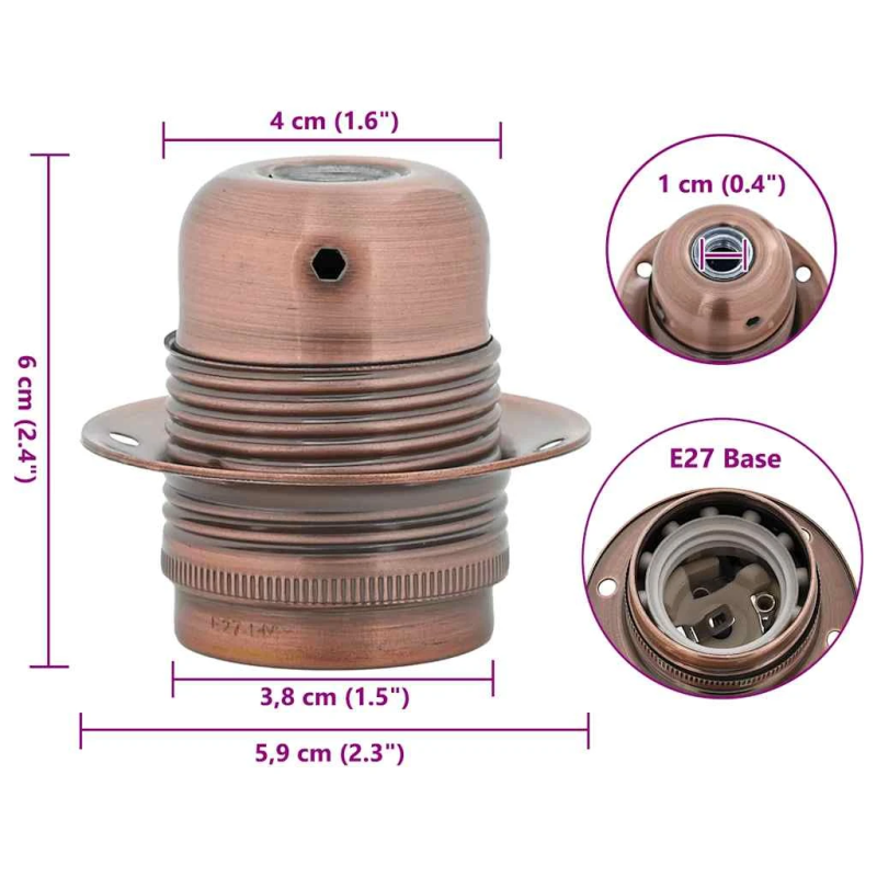 vidaXL Lampu turētāji 2 gab Red Bronze E27