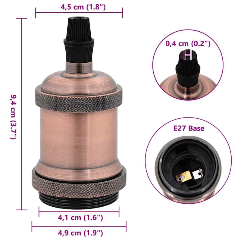 vidaXL Lampu turētāji 2 gab Red Bronze E27