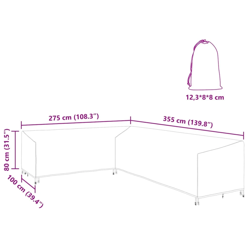vidaXL Mēbeļu pārklājs Melna 355 x 275 x 80 cm 600D Oksforda audums
