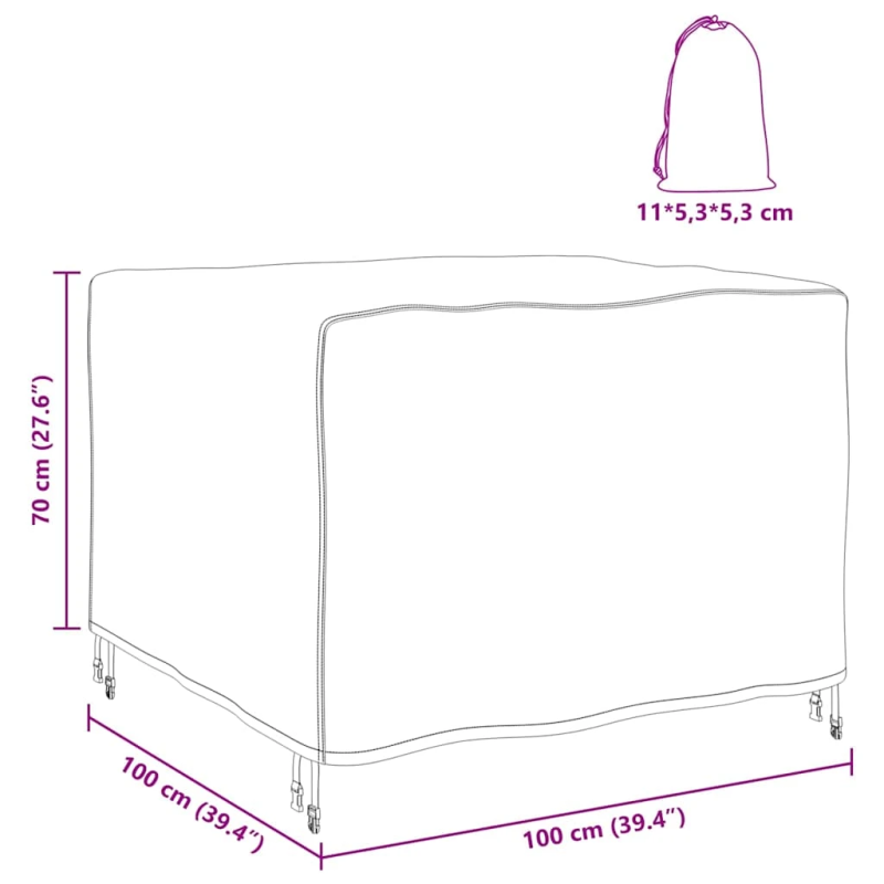vidaXL Mēbeļu pārklājs Vienkrāsains Melna 100 x 100 x 70 cm 210D