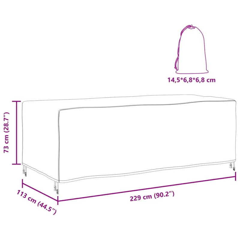 vidaXL Mēbeļu pārklājs Vienkrāsains Melna 229 x 113 x 73 cm 600D