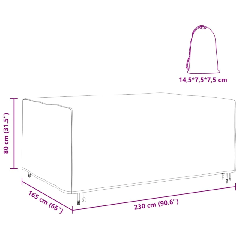 vidaXL Mēbeļu pārklājs Vienkrāsains Melna 230 x 165 x 80 cm 210D