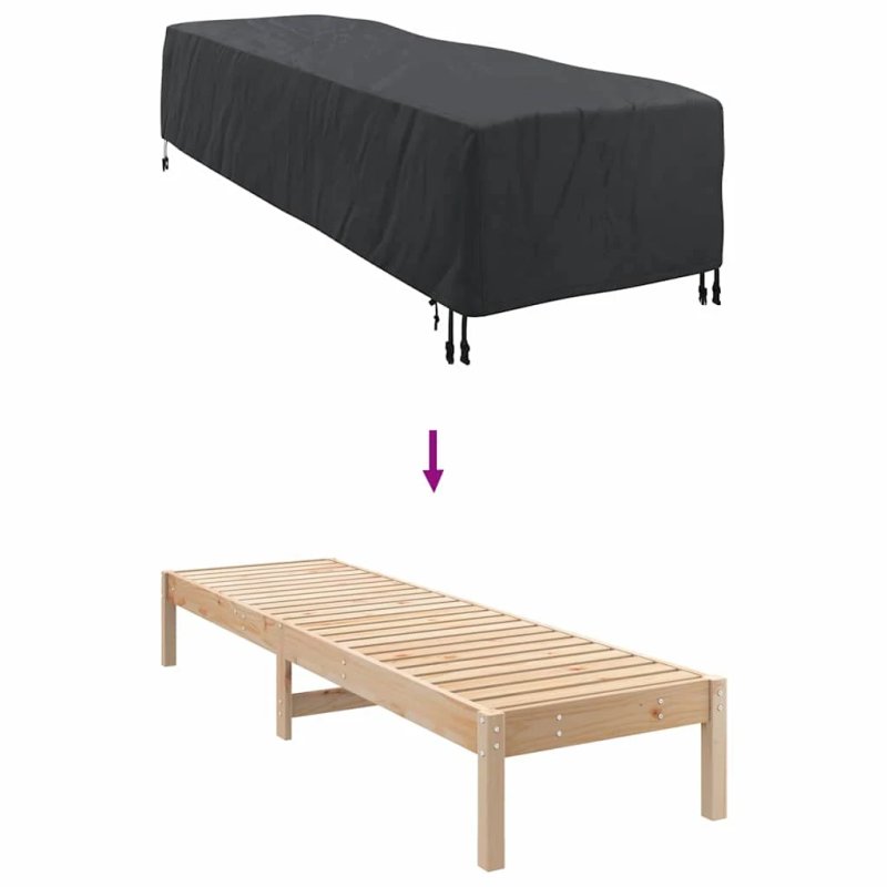 vidaXL Sauļošanās krēslu pārvalks Melna 74 x 210 x 40 cm audums