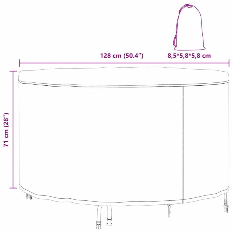 vidaXL Āra mēbeļu pārsegs Melna 128 x 128 x 71 cm 210D audums