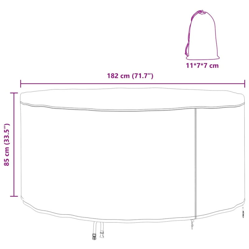 vidaXL Āra mēbeļu pārsegs Melna 182 x 182 x 85 cm 210D audums