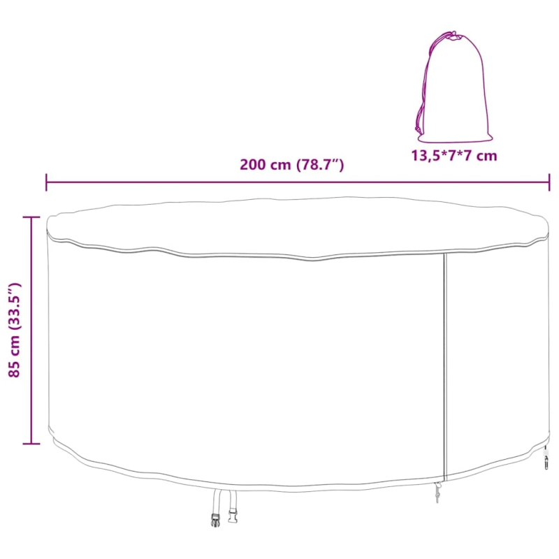 vidaXL Āra mēbeļu pārsegs Melna 200 x 200 x 85 cm 600D audums