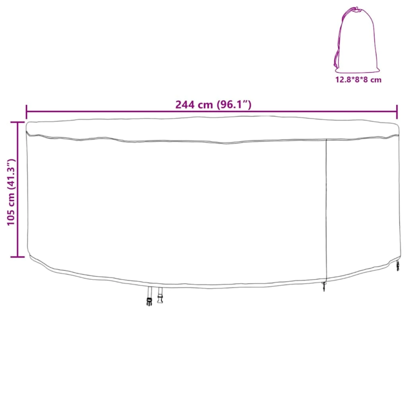 vidaXL Āra mēbeļu pārsegs Melna 244 x 244 x 105 cm 210D okforda audums