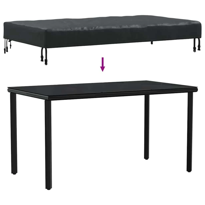 vidaXL Galda vāks Vienkrāsains Melna 102 x 202 x 15 cm audums