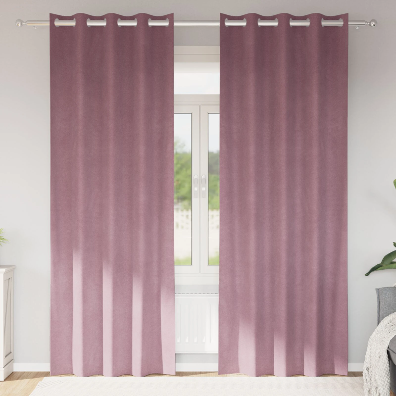 vidaXL Aptumšojošie aizkari 2 pcs Tumšs rozā 140 x 225 cm Samts
