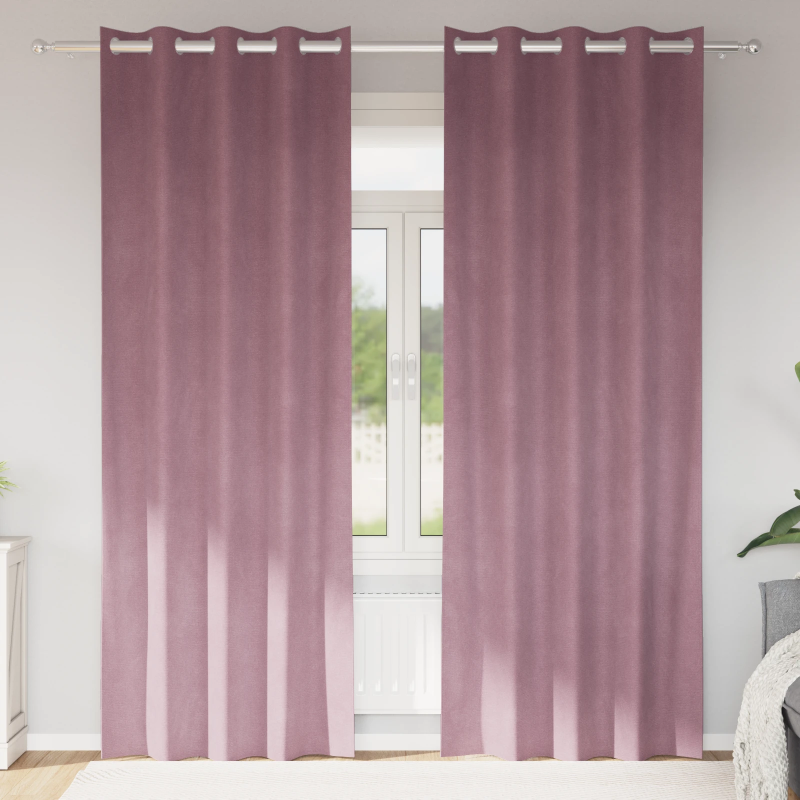 vidaXL Aptumšojošie aizkari 2 pcs Tumšs rozā 140 x 260 cm Samts