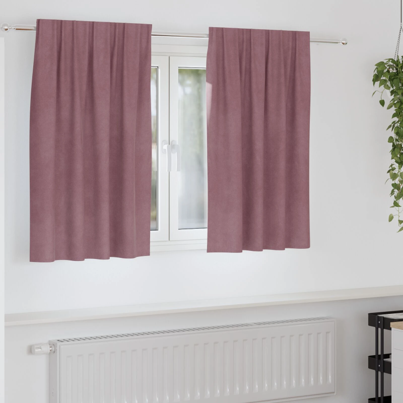 vidaXL Aptumšojošie aizkari 2 pcs Tumšs rozā 140 x 140 cm Samts