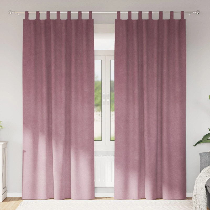 vidaXL Aptumšojošie aizkari 2 pcs Tumšs rozā 140 x 225 cm Samts