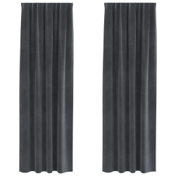 vidaXL Aptumšojošie aizkari 2 pcs Gaiši pelēks 140 x 260 cm Samts