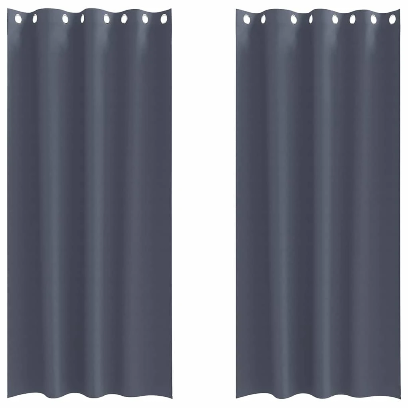 vidaXL Aizkari ar Gredzeniem, kas Aizliedz Gaismu 2 pcs Antracīts