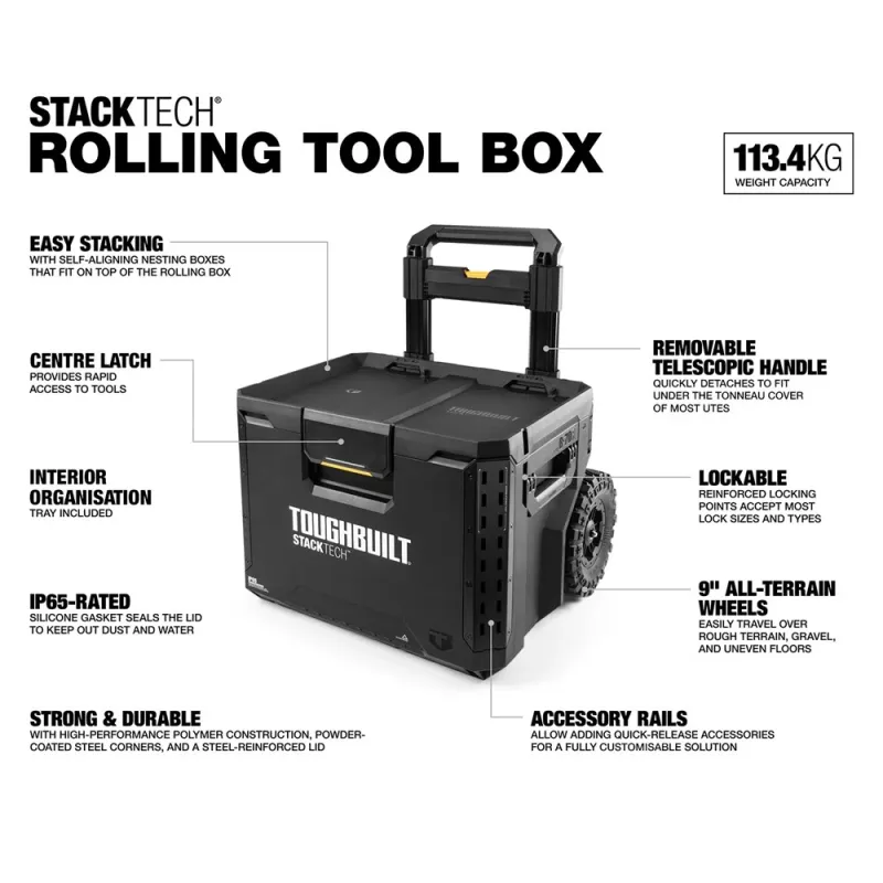 TB-B1-B-70R StackTech Rolling instrumentu kaste ar rokturi un riteņiem