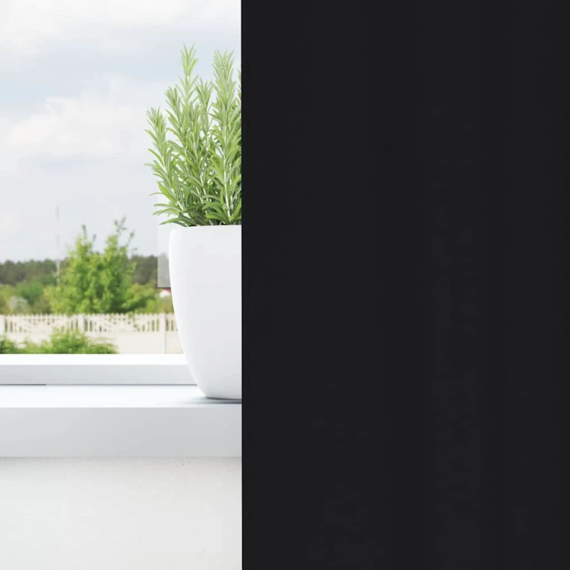 vidaXL Aizkari ar Gredzeniem, kas Aizliedz Gaismu 2 pcs Melna