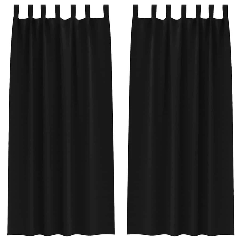 vidaXL Aizkari ar Gredzeniem, kas Aizliedz Gaismu 2 pcs Melna