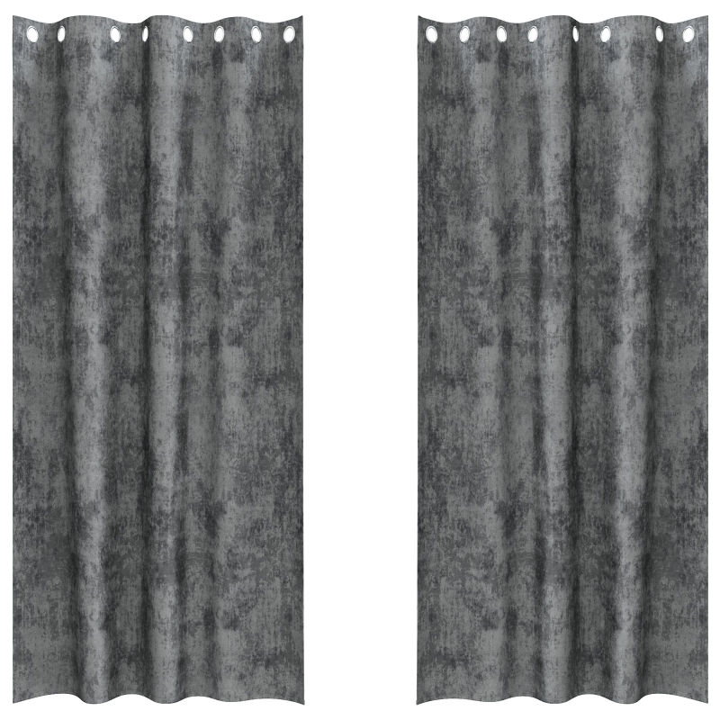 vidaXL Samta aizkari ar aizkariem 2 pcs Pelēka 245 x 140 cm Samts