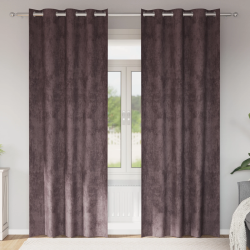 vidaXL Samta aizkari ar aizkariem 2 pcs Brūna 245 x 140 cm Samts