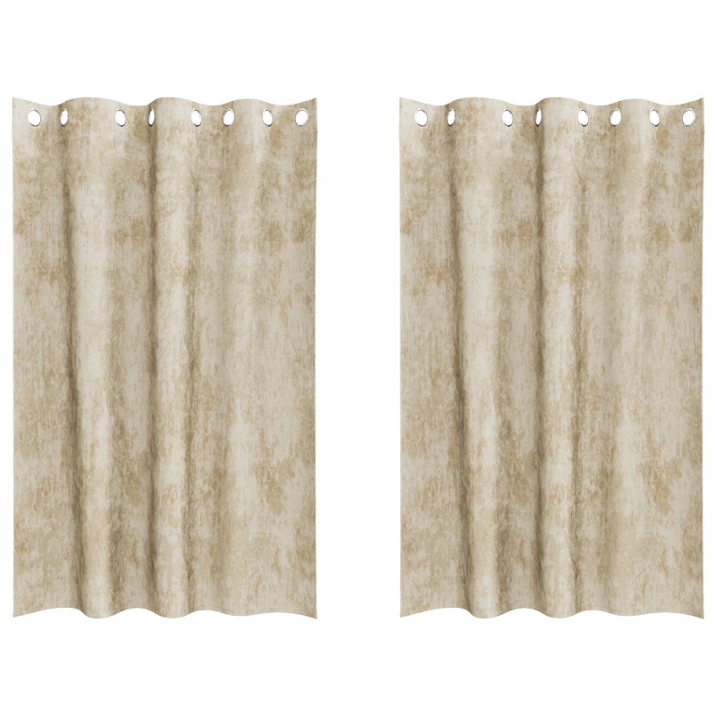 vidaXL Samta aizkari ar aizkariem 2 pcs Krēmkrāsa 175 x 140 cm Samts