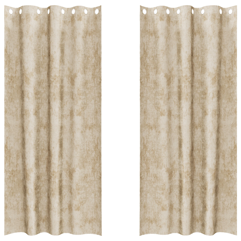 vidaXL Samta aizkari ar aizkariem 2 pcs Krēmkrāsa 245 x 140 cm Samts