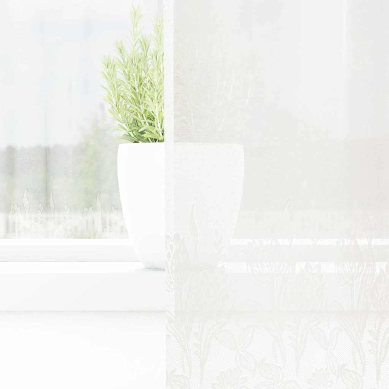 vidaXL Mežģīņu aizkars ar aizkariem Balts 140 x 150 cm Poliesters