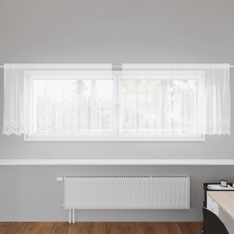 vidaXL Mežģīņu aizkars ar aizkariem Balts 100 x 300 cm Poliesters