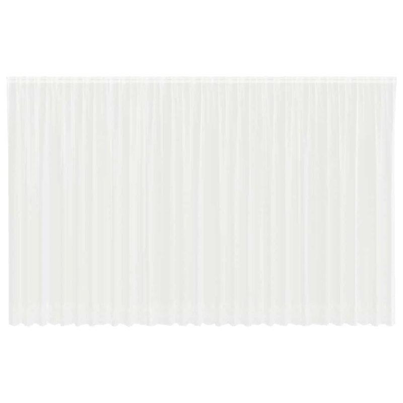 vidaXL Mežģīņu aizkars ar aizkariem Balts 260x750cm Poliesters
