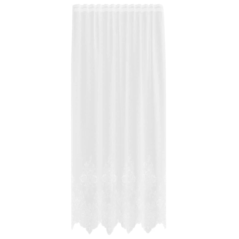 vidaXL Mežģīņu aizkars ar aizkariem Balts 200 x 150 cm Poliesters